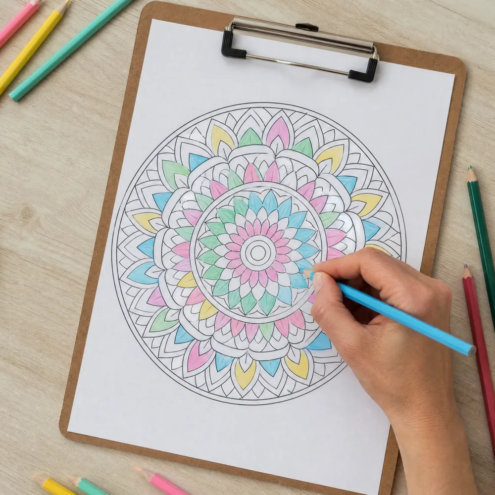 Pintando un mandala de Círculos de Calma