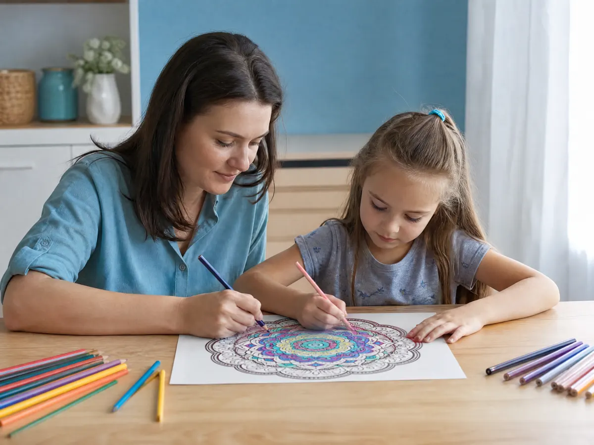 Madre e hija pintando juntas